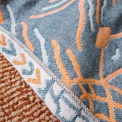 Chăn Linen Làm Thảm Phủ Sofa Trang Trí Nhật Bản Hoa Tròn 2 Mặt