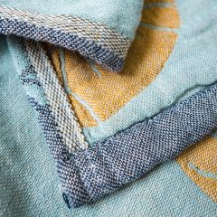 Chăn Đũi Nhật Bản Họa Tiết Chiếc Lá In Màu 2 Mặt Xám Xanh