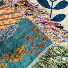 Chăn Đũi Nhật Bản In Màu 2 Mặt Họa Tiết Chim Phượng Màu Xanh Hoàng Gia