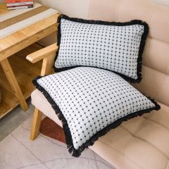 Gối Tựa Lưng Sofa Caro Dệt Jacquard Trắng Đen