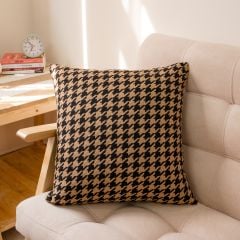 Gối Tựa Lưng Lông Len Dệt Họa Tiết Houndstooth
