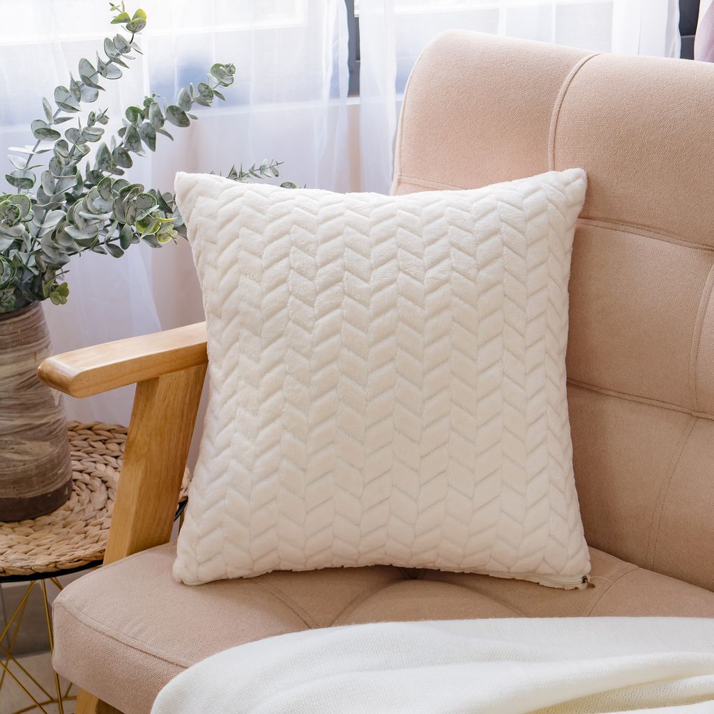 Vỏ Gối Tựa Lưng Nhung Tuyết Dập Vân