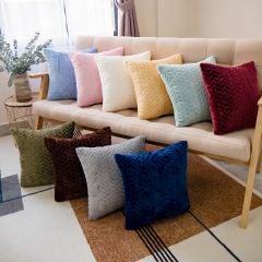 Vỏ Gối Tựa Lưng Nhung Tuyết Dập Vân