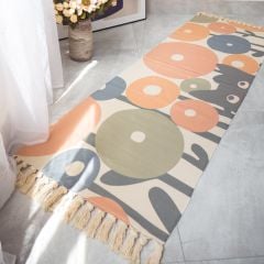 Thảm Canvas Trải Sàn Tua Rua Phong Cách Bắc Âu Trải Chân Giường Phòng Khách