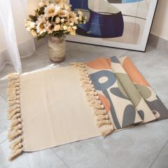 Thảm Canvas Trải Sàn Tua Rua Phong Cách Bắc Âu Trải Chân Giường Phòng Khách