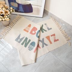 Thảm Canvas Trải Sàn Tua Rua Phong Cách Bắc Âu Trải Chân Giường Phòng Khách