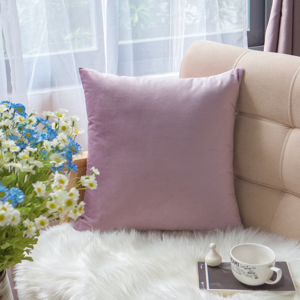 Vỏ Gối Tựa Lưng Sofa Nhung Trơn Màu Sắc Hiện Đại