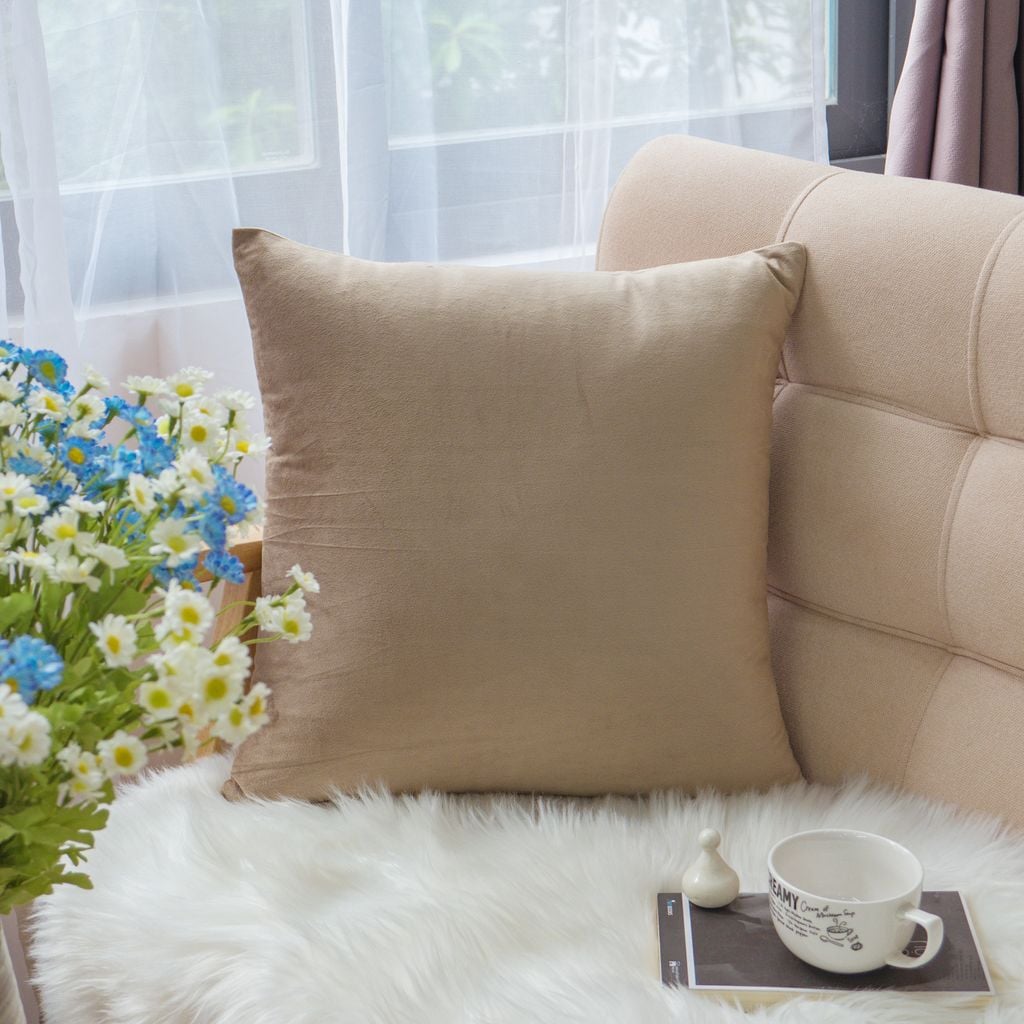 Vỏ Gối Tựa Lưng Sofa Nhung Trơn Màu Sắc Hiện Đại