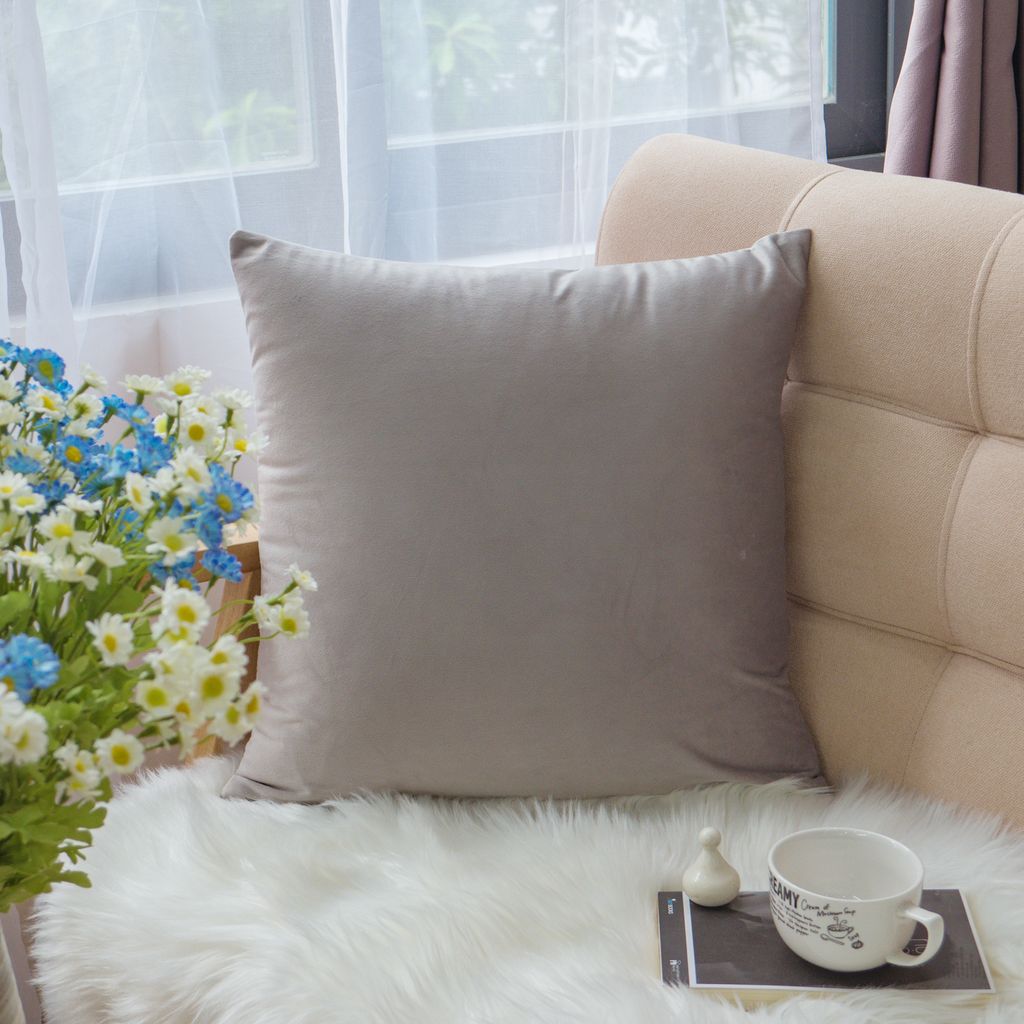 Vỏ Gối Tựa Lưng Sofa Nhung Trơn Màu Sắc Hiện Đại