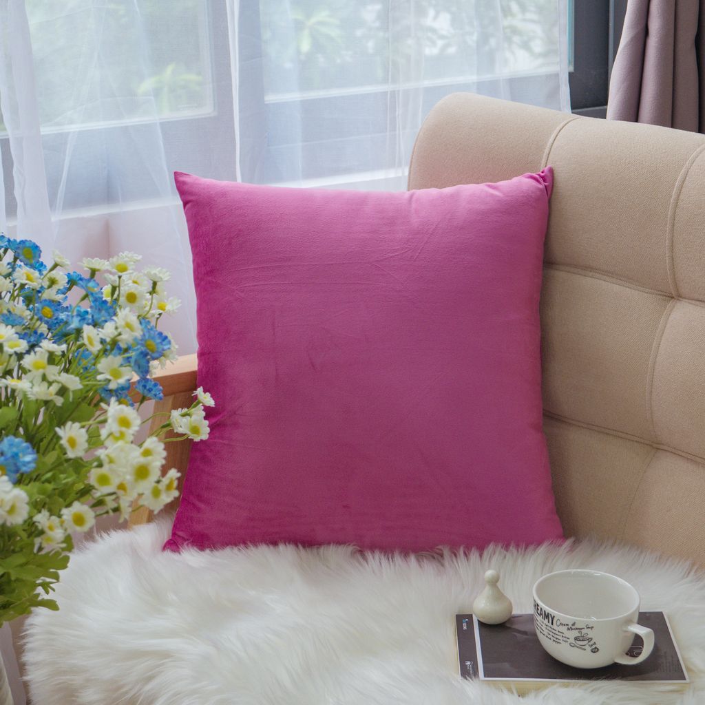 Vỏ Gối Tựa Lưng Sofa Nhung Trơn Màu Sắc Hiện Đại