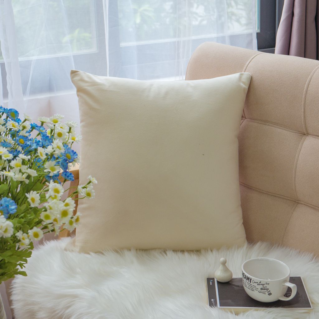 Vỏ Gối Tựa Lưng Sofa Nhung Trơn Màu Sắc Hiện Đại