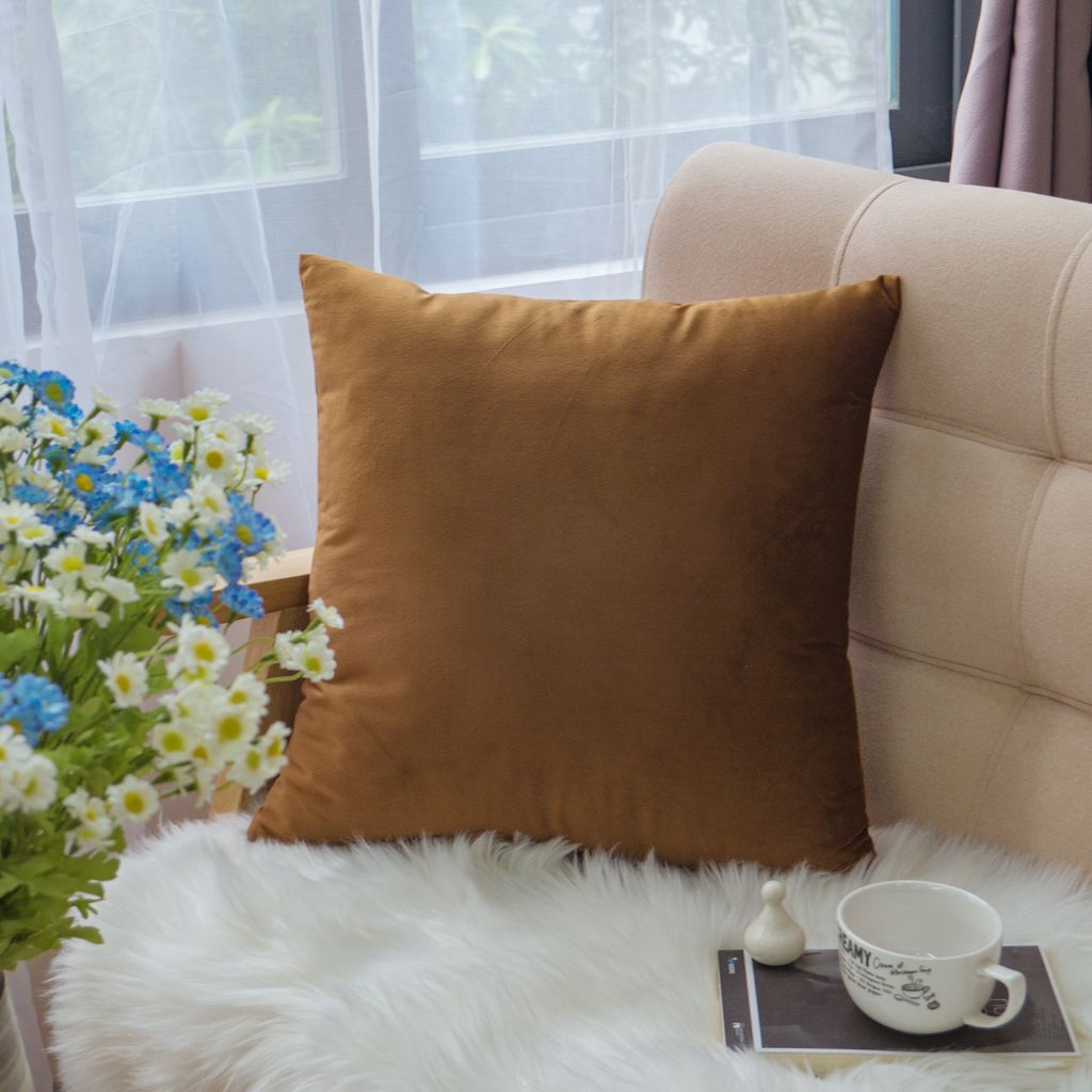 Vỏ Gối Tựa Lưng Sofa Nhung Trơn Màu Sắc Hiện Đại