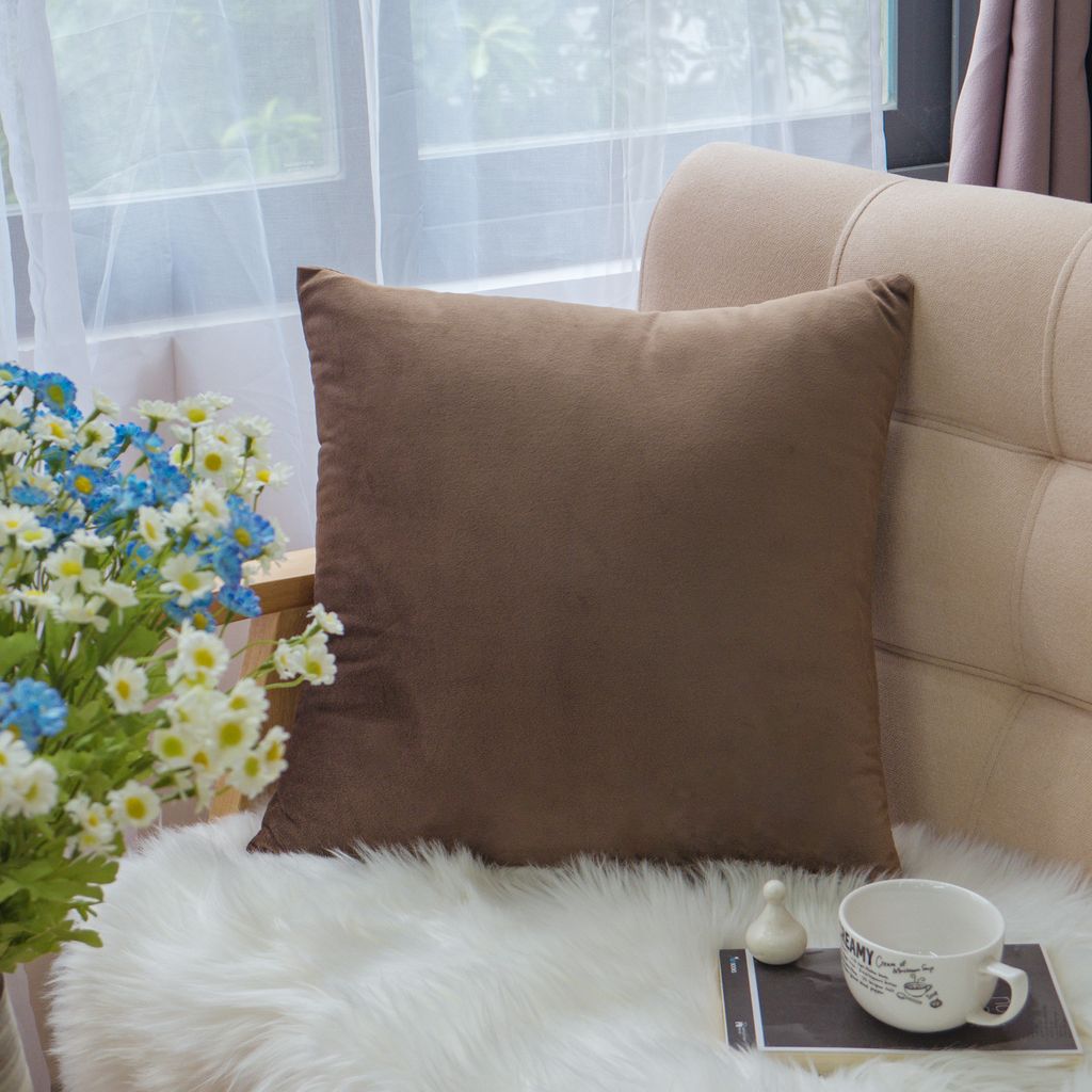 Vỏ Gối Tựa Lưng Sofa Nhung Trơn Màu Sắc Hiện Đại