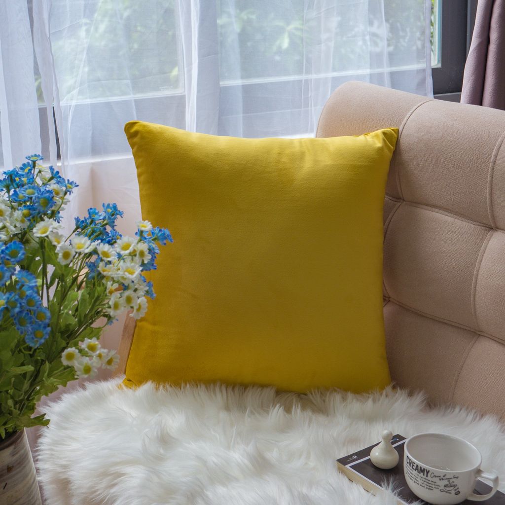 Vỏ Gối Tựa Lưng Sofa Nhung Trơn Màu Sắc Hiện Đại