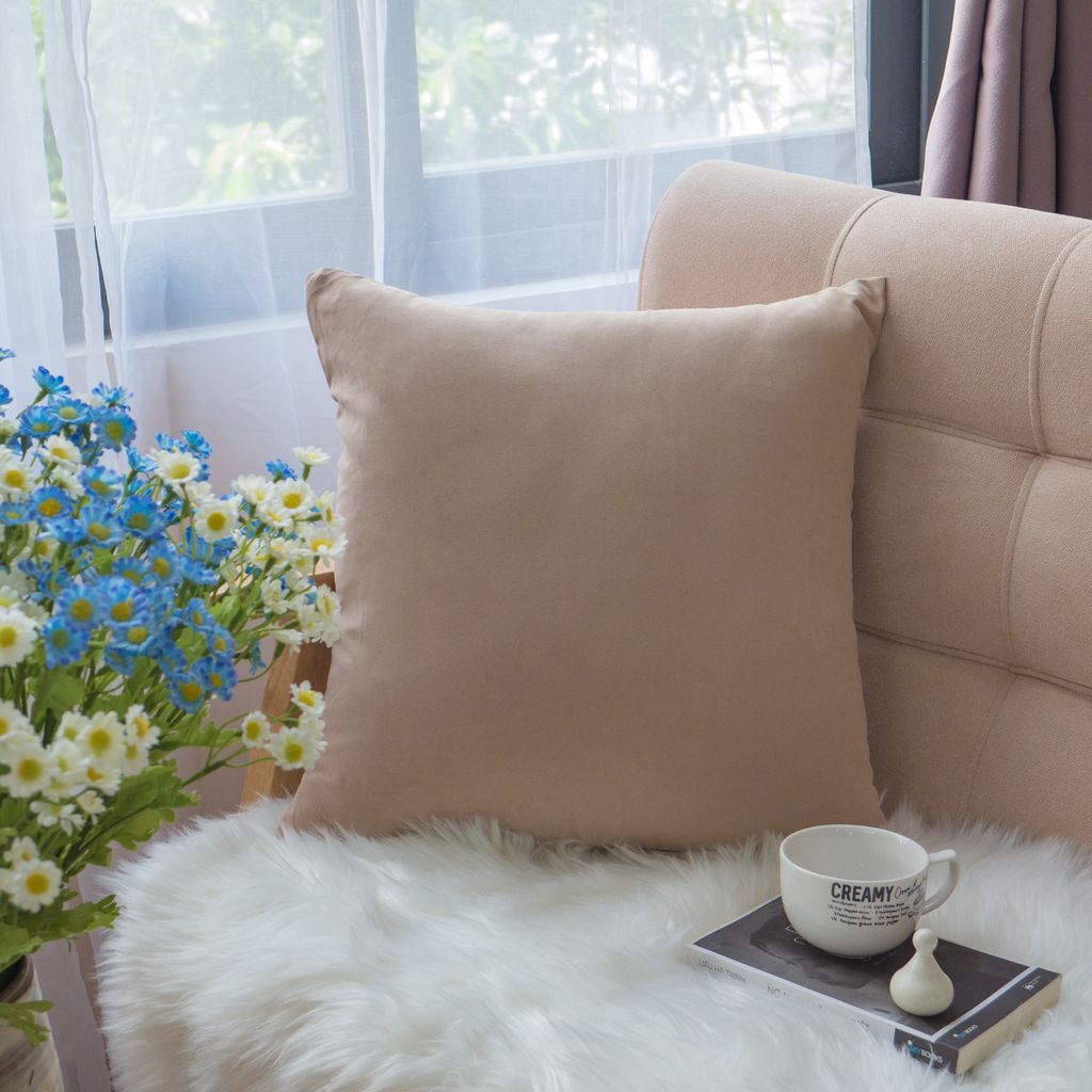 Vỏ Gối Tựa Lưng Sofa Cotton Nhung Mềm Trơn Màu