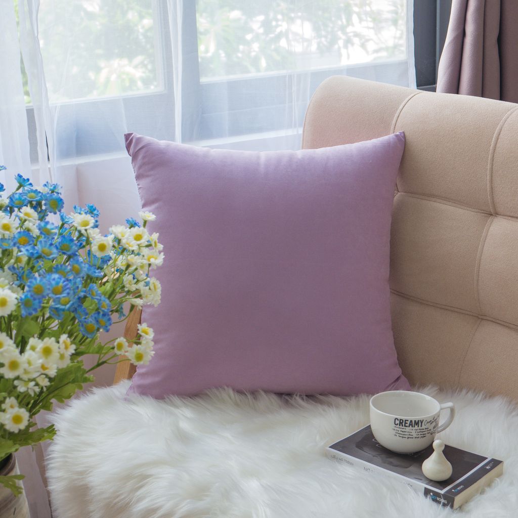 Vỏ Gối Tựa Lưng Sofa Cotton Nhung Mềm Trơn Màu