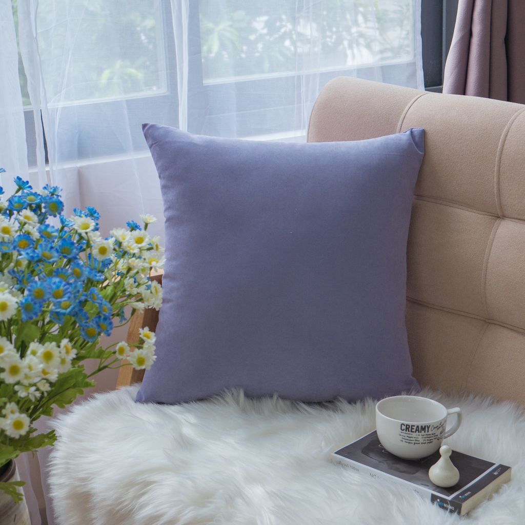 Vỏ Gối Tựa Lưng Sofa Cotton Nhung Mềm Trơn Màu