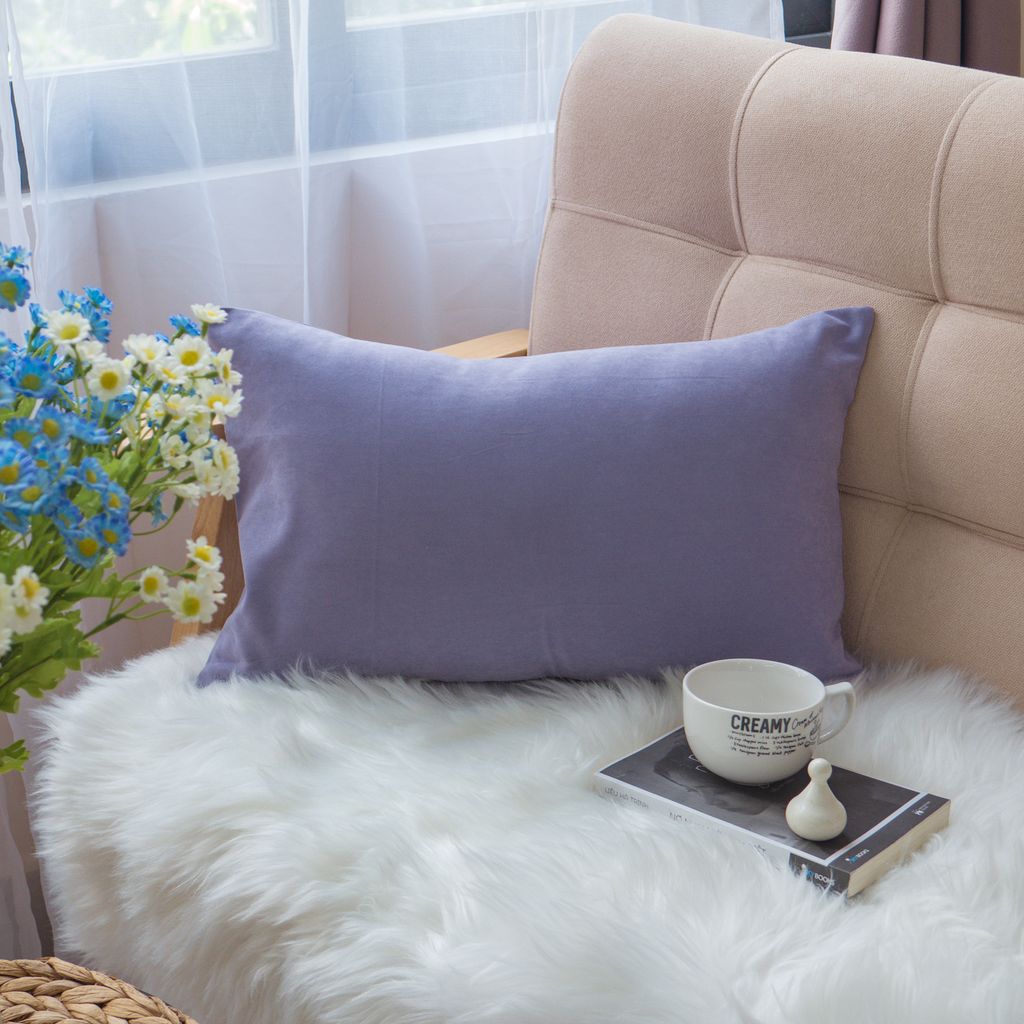 Vỏ Gối Tựa Lưng Sofa Cotton Nhung Mềm Trơn Màu