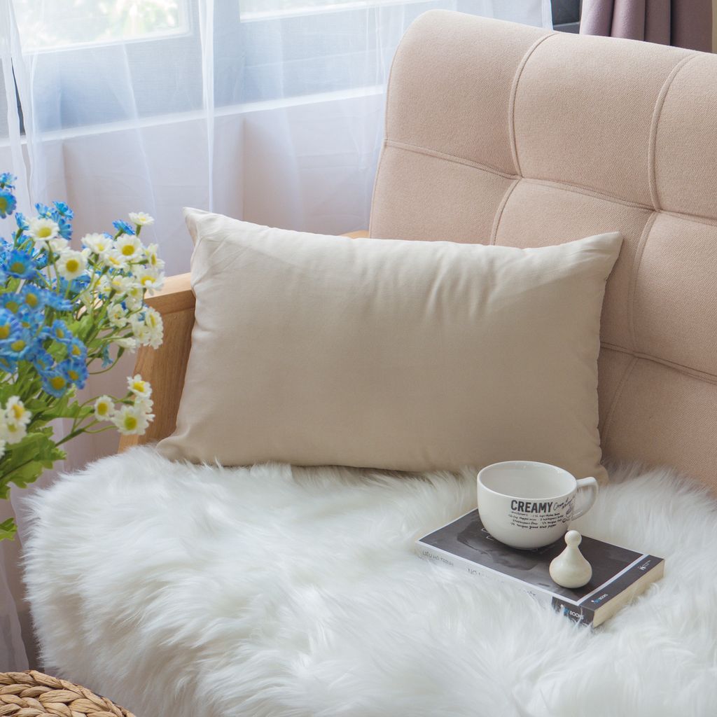 Vỏ Gối Tựa Lưng Sofa Cotton Nhung Mềm Trơn Màu