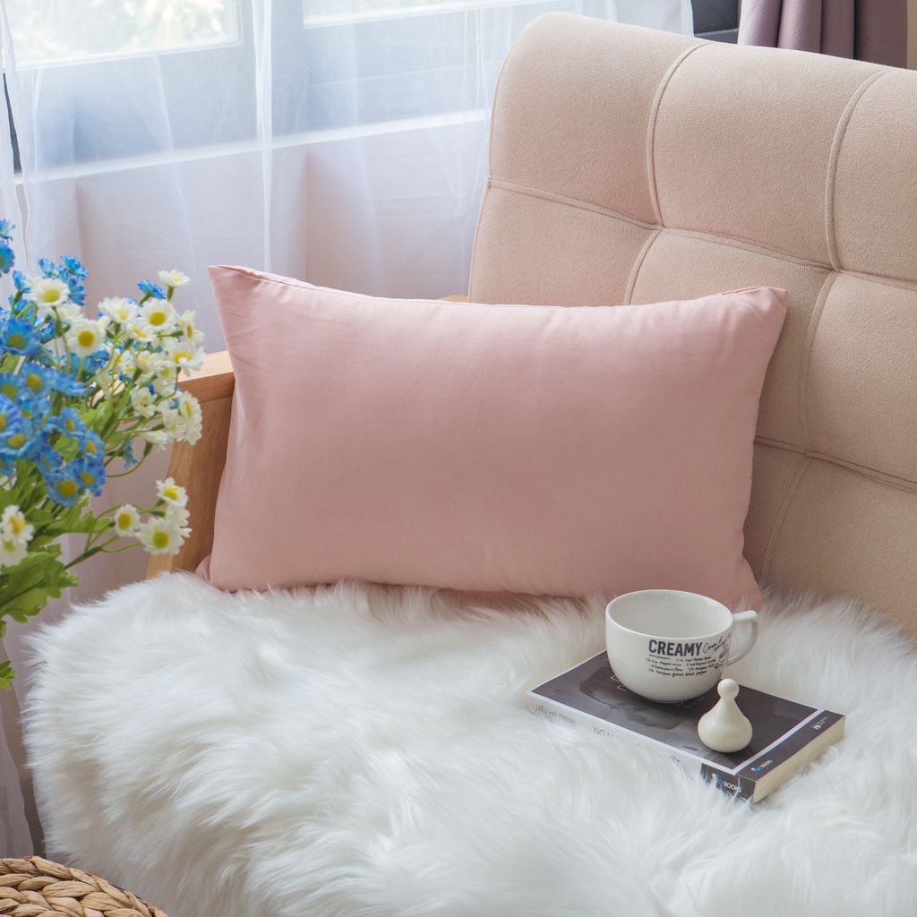 Vỏ Gối Tựa Lưng Sofa Cotton Nhung Mềm Trơn Màu