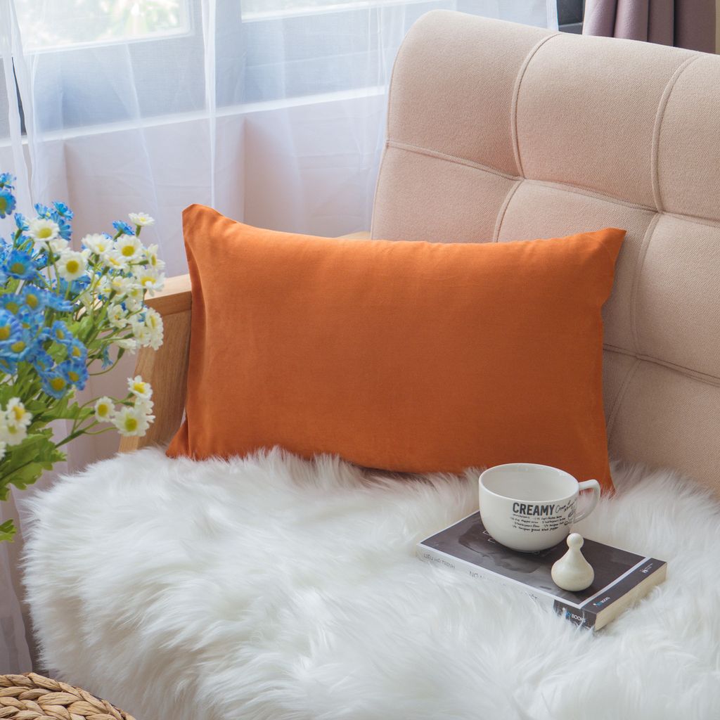 Vỏ Gối Tựa Lưng Sofa Cotton Nhung Mềm Trơn Màu