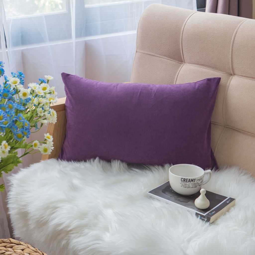 Vỏ Gối Tựa Lưng Sofa Cotton Nhung Mềm Trơn Màu