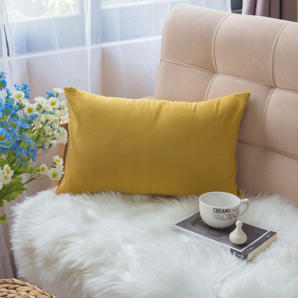 Vỏ Gối Tựa Lưng Sofa Cotton Nhung Mềm Trơn Màu