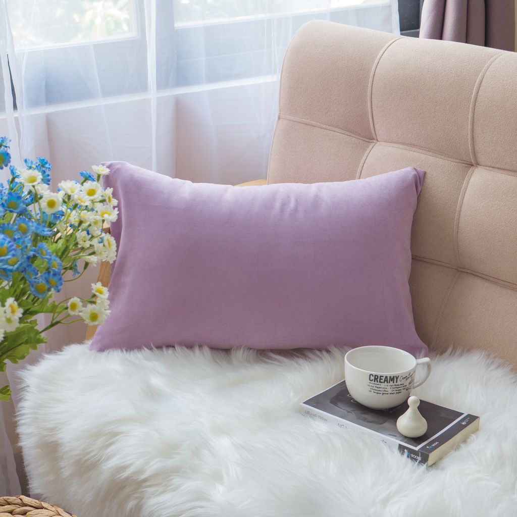 Vỏ Gối Tựa Lưng Sofa Cotton Nhung Mềm Trơn Màu