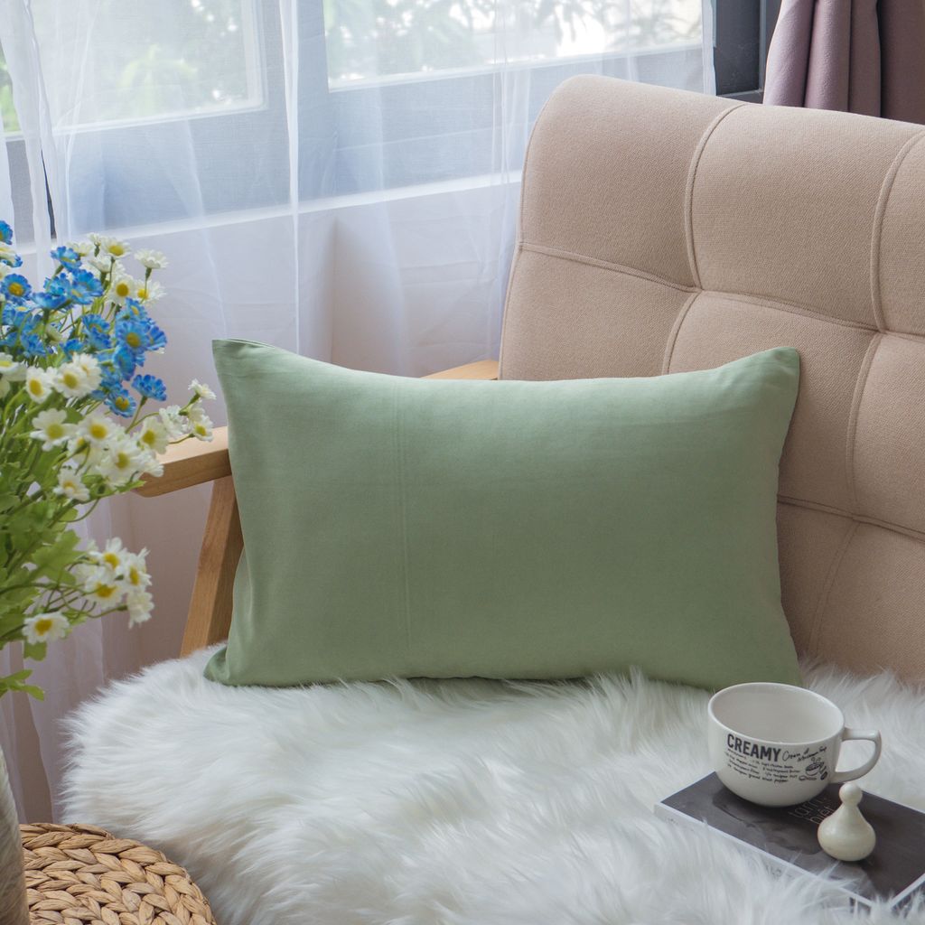 Vỏ Gối Tựa Lưng Sofa Cotton Nhung Mềm Trơn Màu