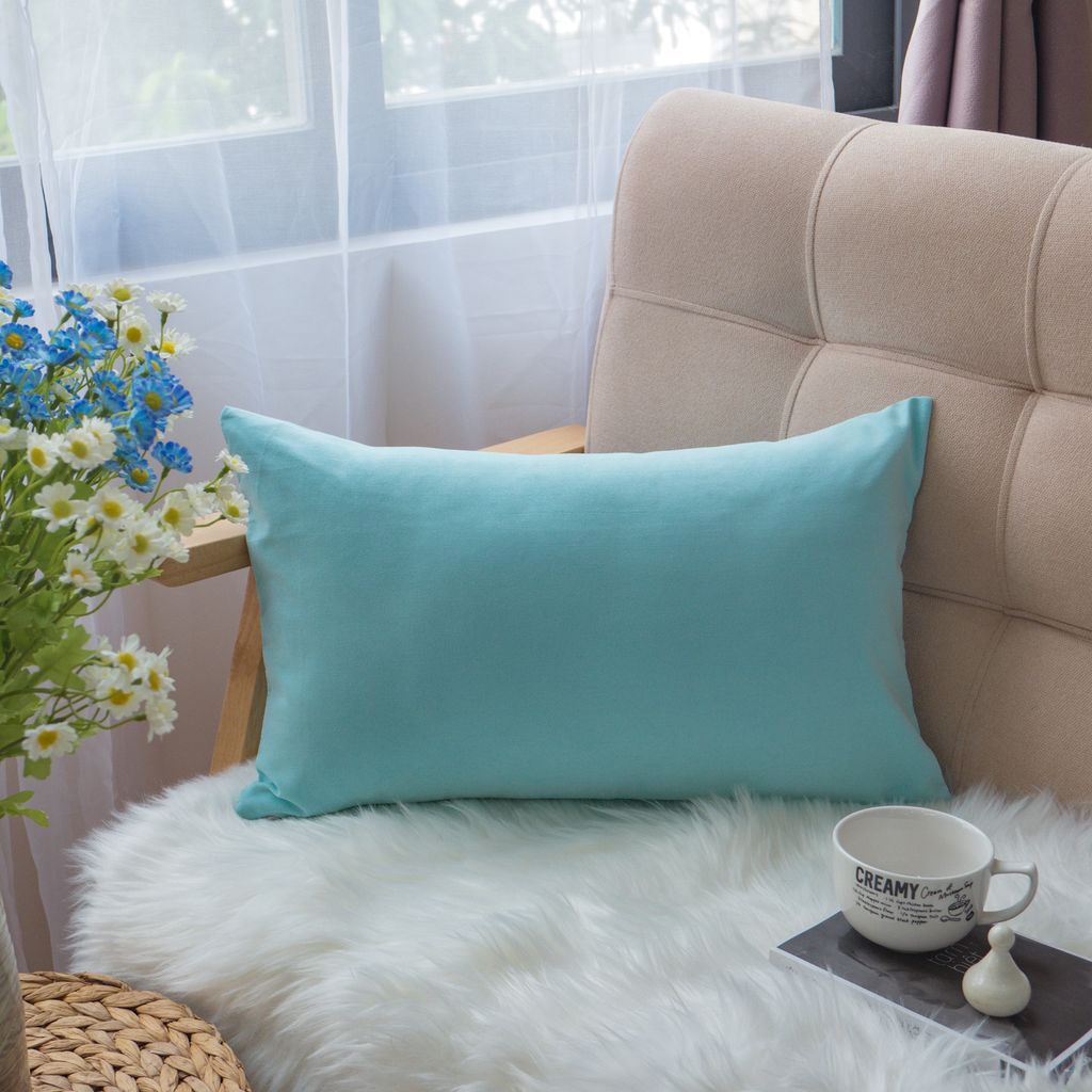 Vỏ Gối Tựa Lưng Sofa Cotton Nhung Mềm Trơn Màu