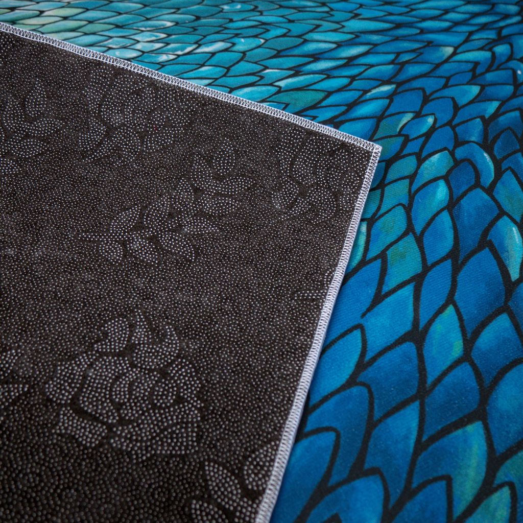 Thảm Nhung Trang Trí Phòng Họa Tiết Cá Xanh Pinellia