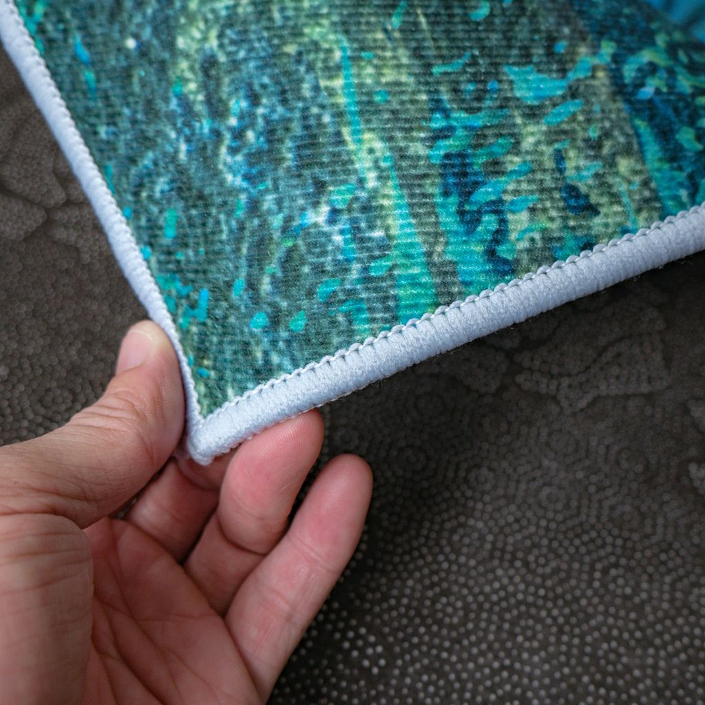 Thảm Nhung Trang Trí Phòng Họa Tiết Cá Xanh Pinellia