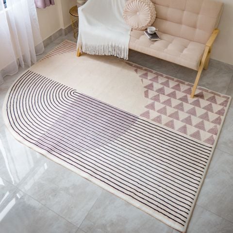 Thảm Trải Sàn Lông Cừu Mềm Trang Trí Phòng Khách Phong Cách Bắc Âu Tối Giản