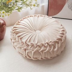 Gối Tựa Lưng Đệm Trang Trí Tròn Xếp Ly Châu Âu Sang Trọng