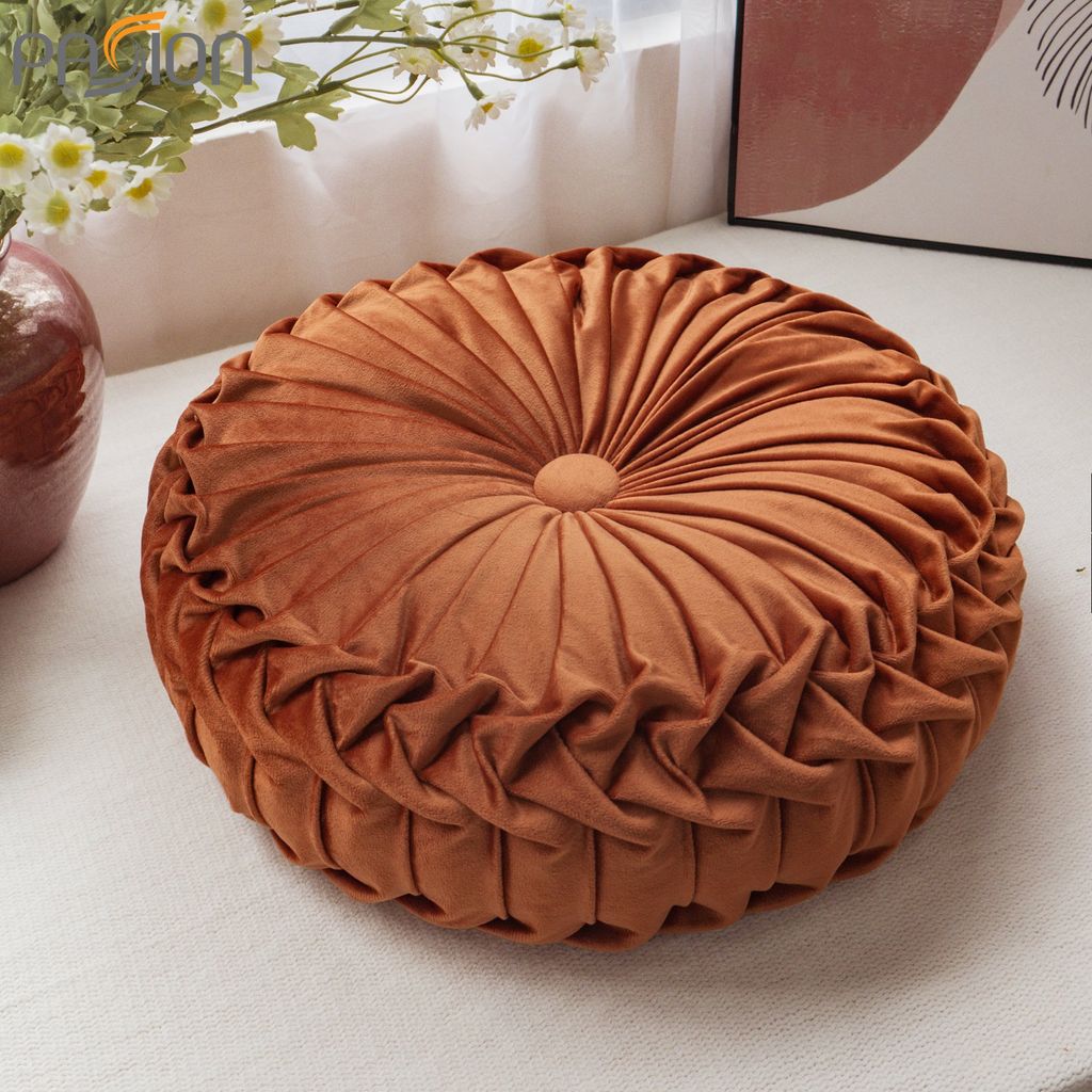 Gối Tựa Lưng Đệm Trang Trí Tròn Xếp Ly Châu Âu Sang Trọng