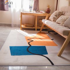 Thảm Nhung Nỉ Trải Sàn Họa Tiết Bắc Âu Retro Hình Học nâu - Hình Học Vẽ