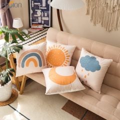 Gối Tựa Lưng Nhung In Họa Tiết Bohemian Hoạt Hình Boho