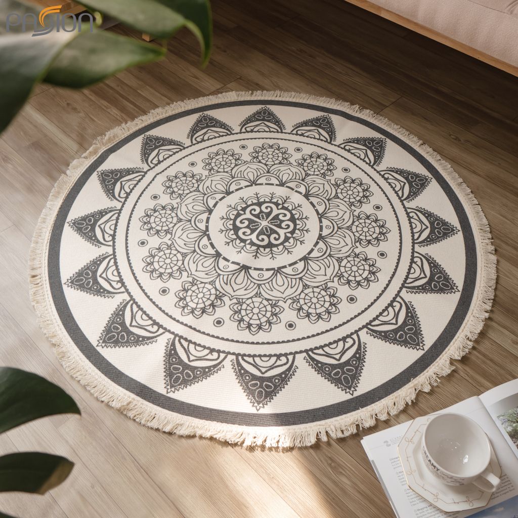 Thảm Tròn Canvas Bohemian Trang Trí