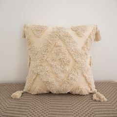 Vỏ Gối Tựa Lưng Sofa Trang Trí Dệt Nổi Ma Rốc Retro Tua Rua