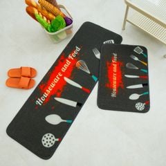 Set 2 Thảm Đôi Nhà Bếp Sợi Len Đế Cao Su Chống Trượt