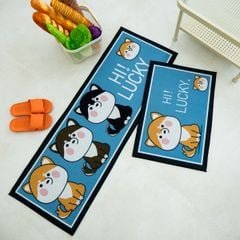 Thảm Bếp Set 2 Chiếc Hình Chữ L Họa Tiết Chú Chó Đáng Yêu