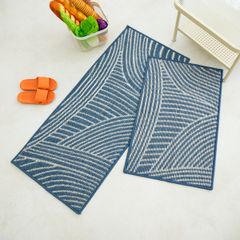Thảm Lau Chân Dệt Sợi Nổi Họa Tiết Gợn Sóng Trắng Trang Trí Bếp Cửa Ra Vào Chống Trượt