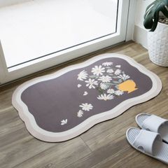 Thảm Lau Chân Diatom Đế Da Chống Trượt Phong Cách Retro