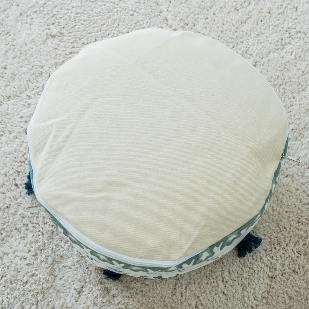 Ghế Đôn Gối Tròn Tatami Canvas Họa Tiết Tua Rua