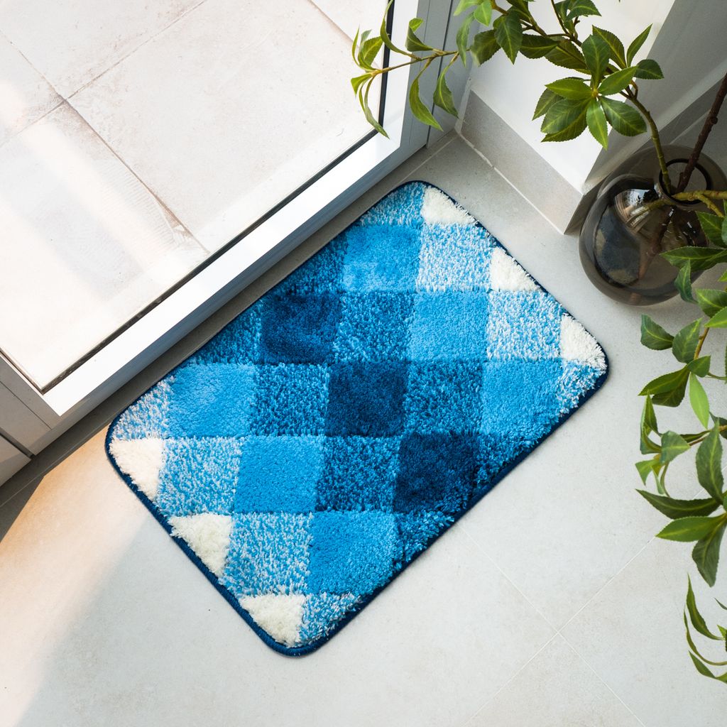 Thảm Lau Chân Đế Cao Su Hình Thoi Phối Màu