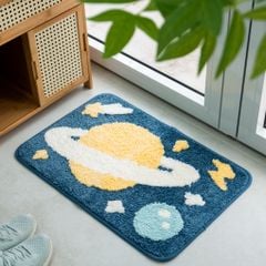 Thảm Lau Chân Cotton Len Thấm Hút Họa Tiết Cầu Vồng Vũ Trụ