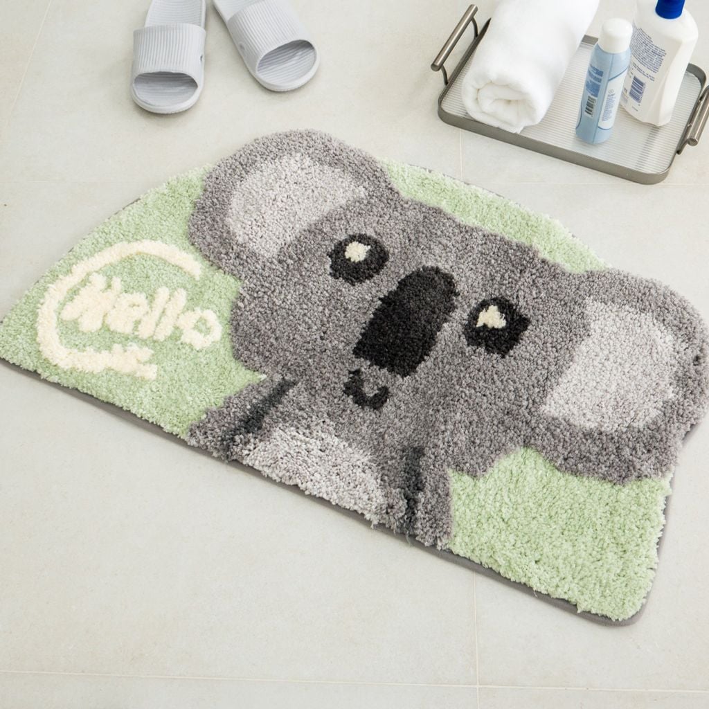 Thảm Lau Chân Sợi Len Ra Vào Cửa Bán Nguyệt Mặt Gấu