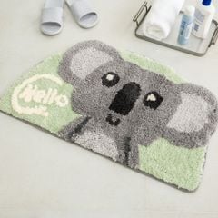 Thảm Lau Chân Sợi Len Ra Vào Cửa Bán Nguyệt Mặt Gấu