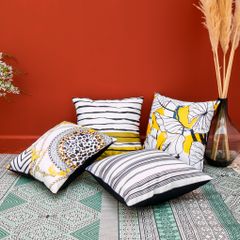 Vỏ Gối Tựa Lưng Sofa Hoa Lụa Sọc Vàng Sang Trọng Chất Êm Ái