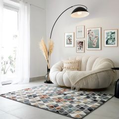 Thảm Lông Sợi Ngắn Alice Họa Tiết Đa Giác Vạn Hoa